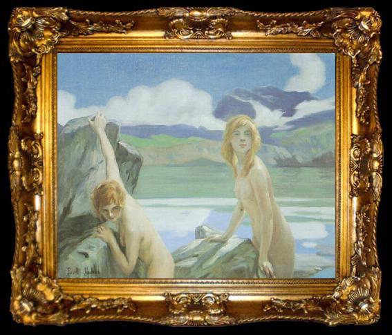 framed  Paul Emile Chabas Two Bathers, ta009-2